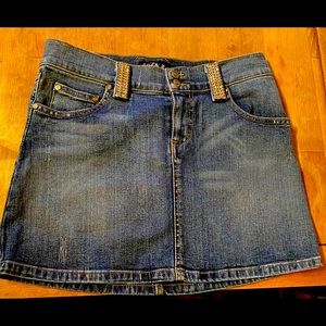 Allen B denim Jean skirt with Swarovski accents